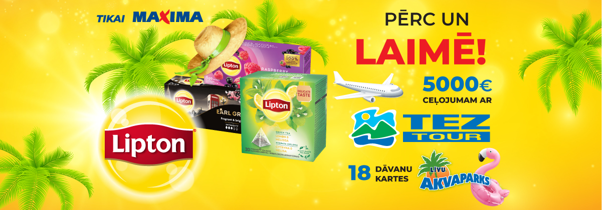 Lipton tēju loterija veikalos Maxima