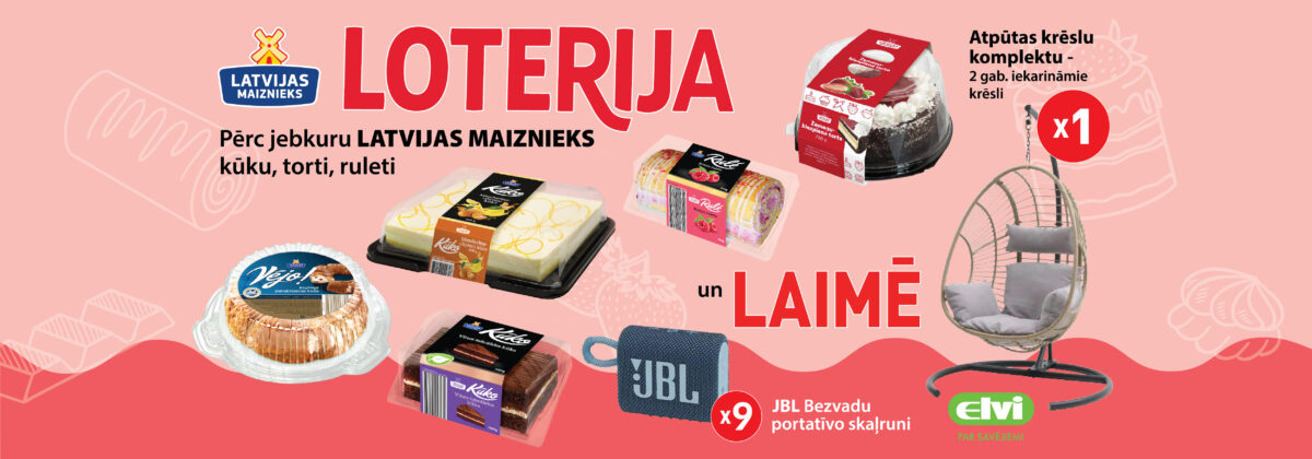 Kūkas, tortes, ruletes! produktu loterija ELVI veikalos