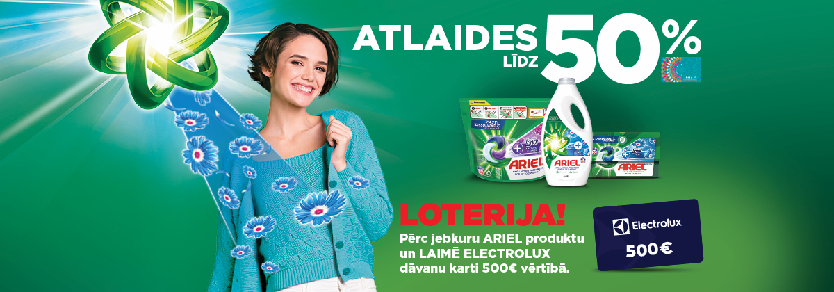 Ariel loterija veikalos Drogas