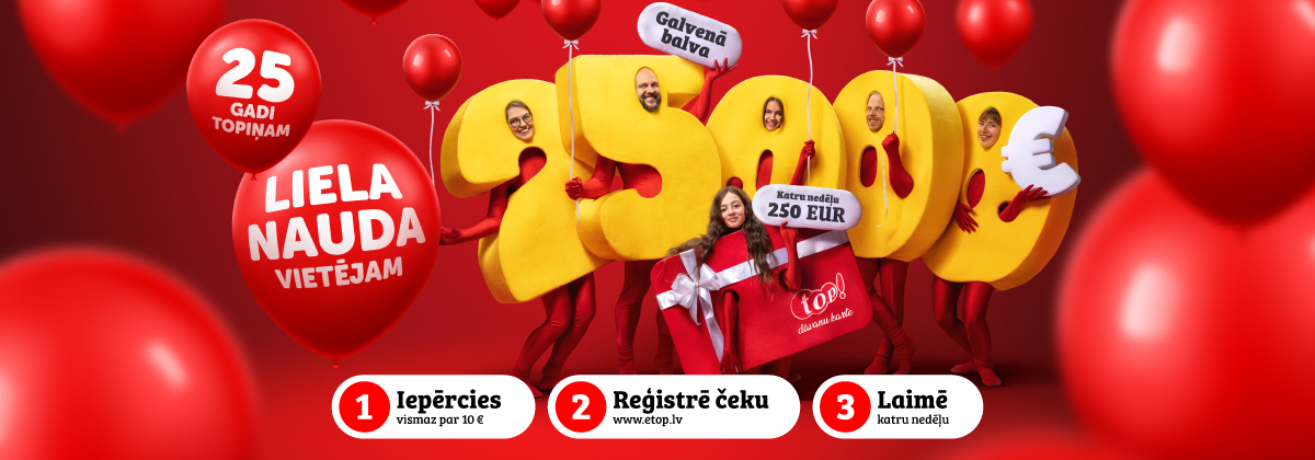 Veikalu tīkla top! 25 gadu dzimšanas dienas loterija