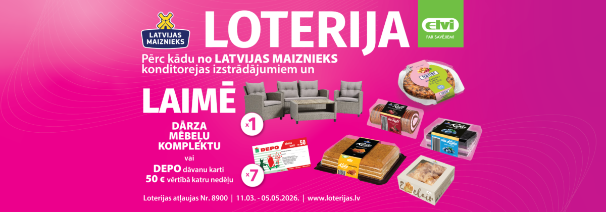 Kūkas, tortes, ruletes! produktu loterijas ELVI veikalos