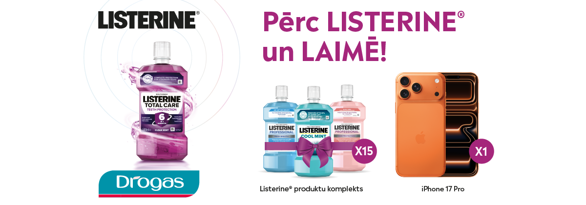 Listerine zīmola dienas veikalos Drogas