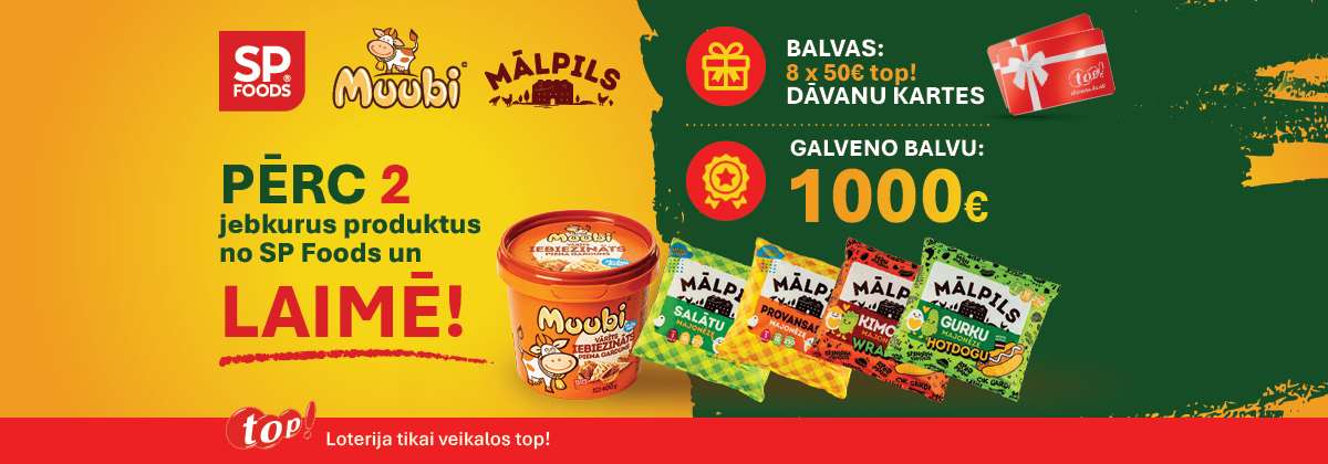 ”SP Foods” produktu loterija top! veikalos