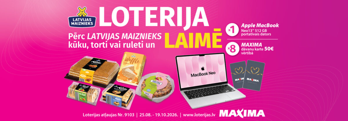 Kūkas, tortes, ruletes! loterija Maxima veikalos