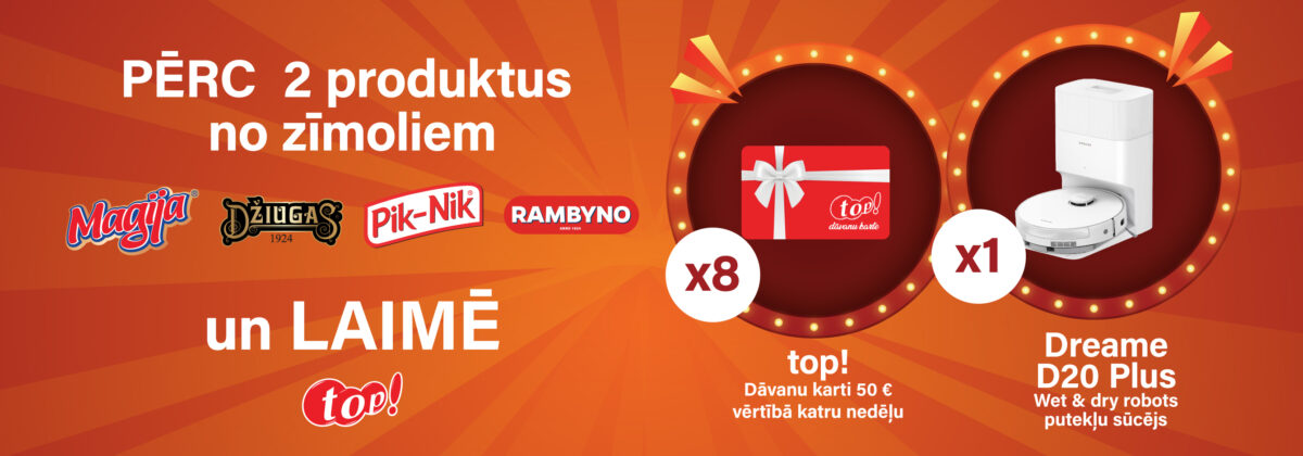 ”Magija”, “Džiugas”, “PIK NIK” un “RAMBYNO”  produktu loterija veikalos top!